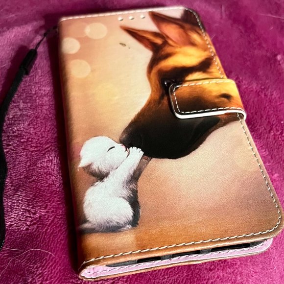 German Shepherd Kitten Kiss iPhone 11 Pro Max Wallet Phone Case - Picture 1 of 2